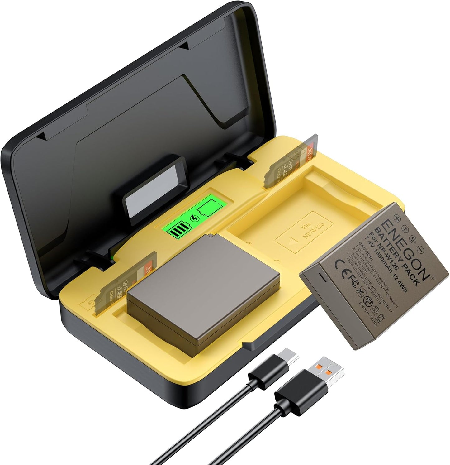 ENEGON NP-W126S Dual Battery Quick Charger for Fujifilm Cameras