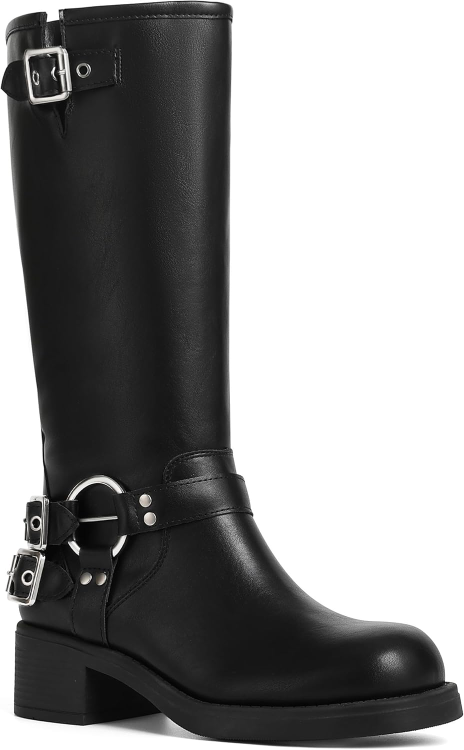 Knee High Boots Women Square Toe Pull On Wide Calf Fashion