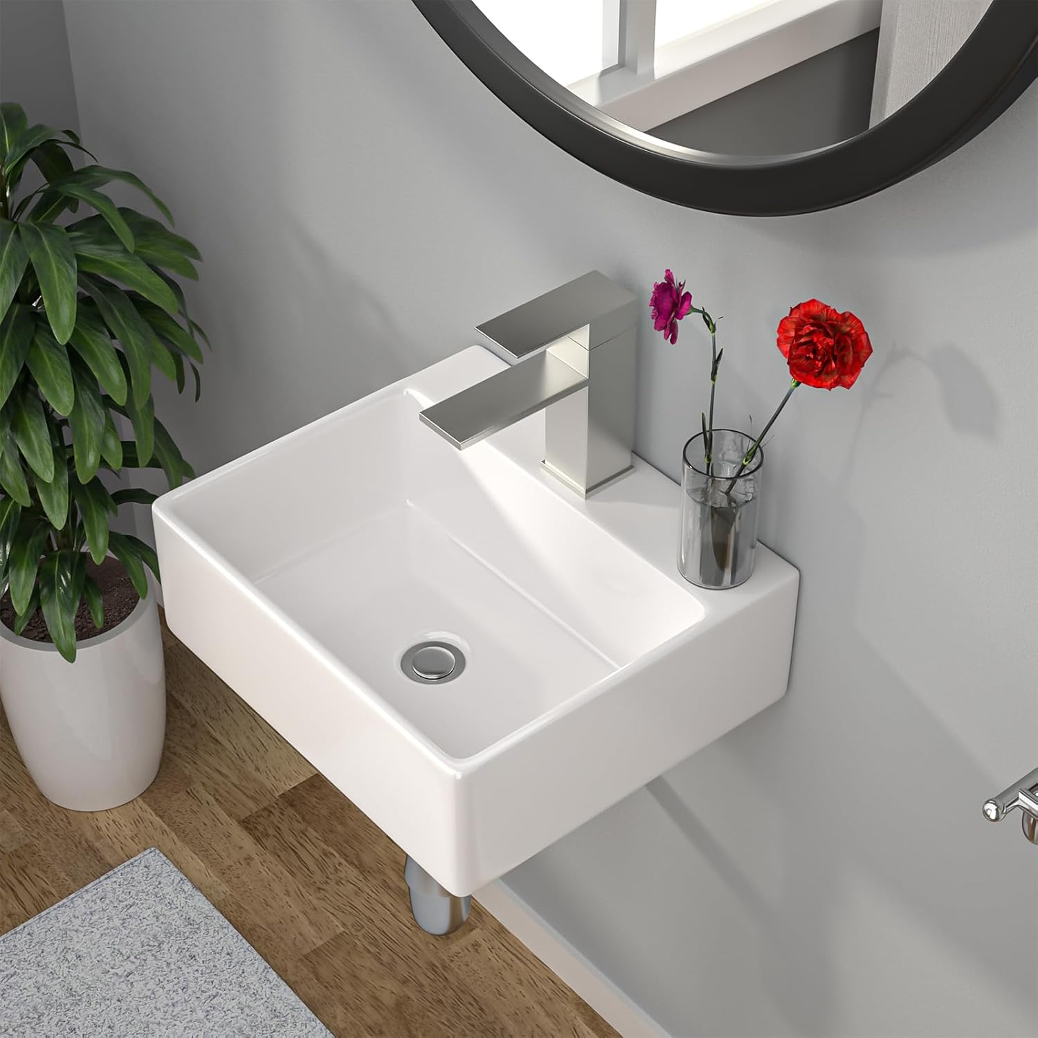 Kichae Wall Mount Small Vessel Sink - Modern Bathroom Design