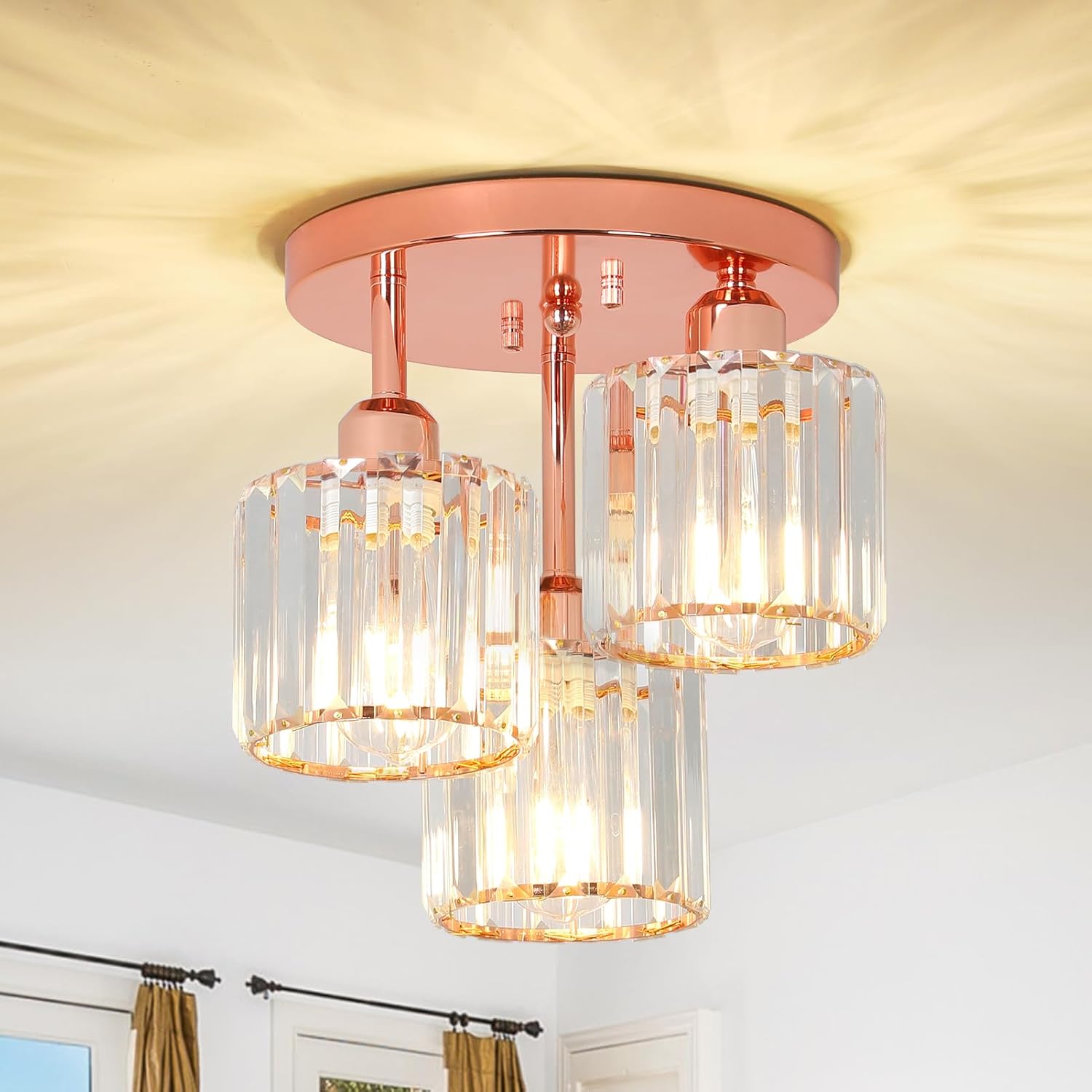 Crystal Semi Flush Mount Ceiling Light for Modern Spaces
