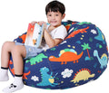 Stuffed Animal Storage Bean Bag Chair Cover for Kids - Dinosaur Large
