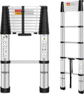 10.5 FT Aluminum Telescoping Ladder - One-Button Retraction for Home