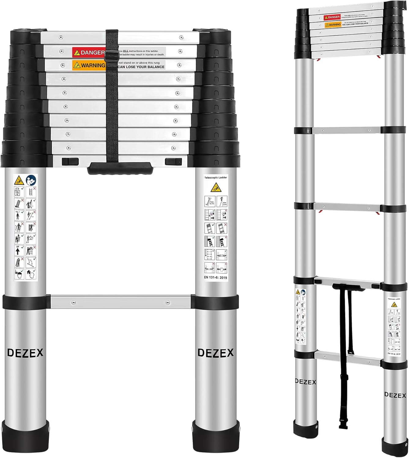 10.5 FT Telescoping Ladder with One-Button Retraction Feature