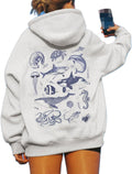 Cute Hoodies for Teen Girls Y2k Floral Graphic Oversized Sweatshirt