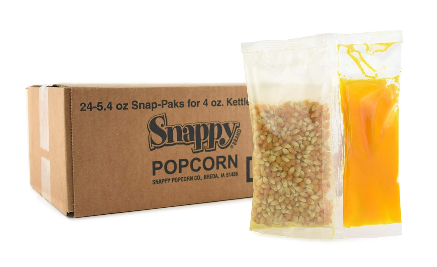 24 Yellow Popcorn Snap-Paks with Coconut Oil for 4 oz Machines - Snappy Flavors