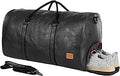 Leather Travel Bag with Shoe Pouch - Large Waterproof Weekender