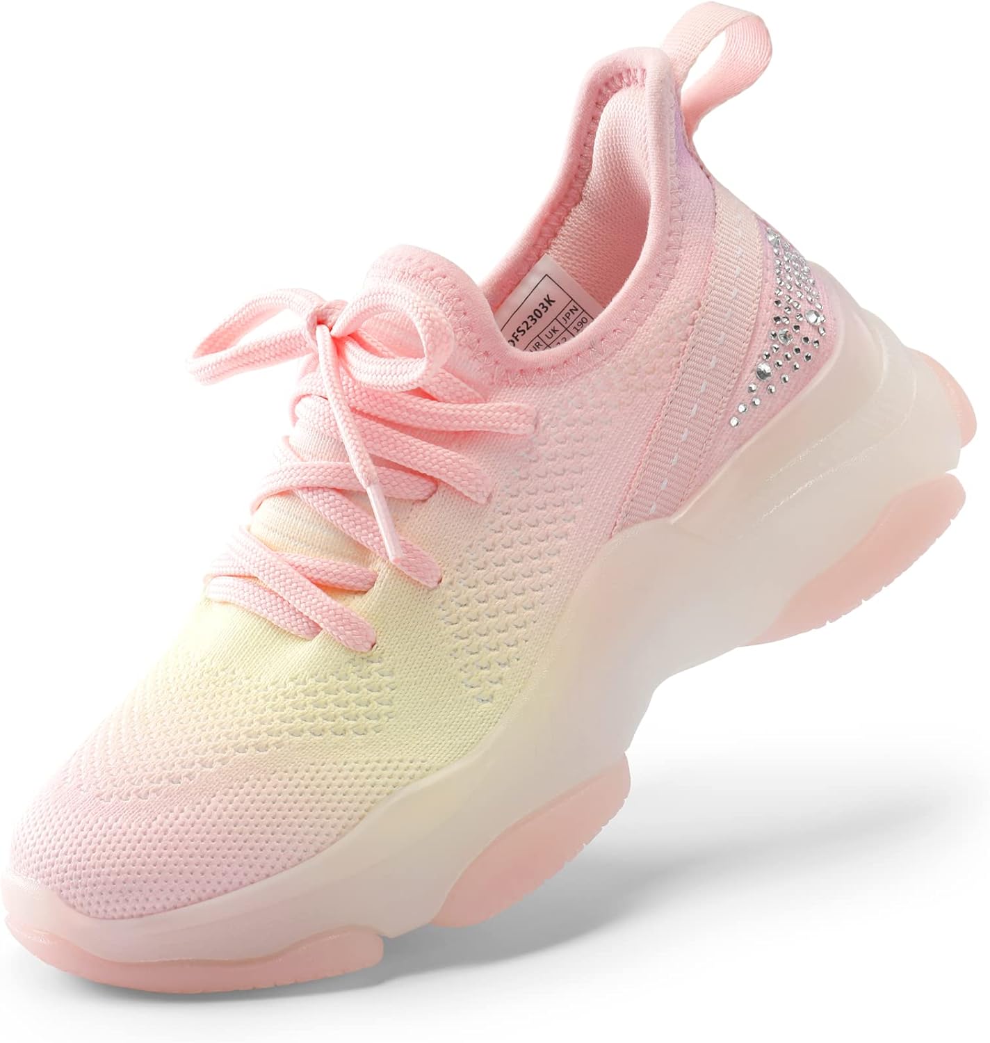 DREAM PAIRS Girls Slip-On Sneakers with Sparkle Pop Design