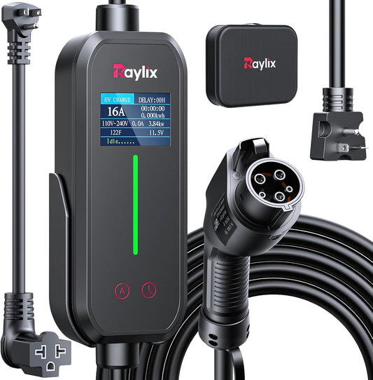 Raylix 16A Level 1&2 EV Charger with 21ft Cable for Fast Charging
