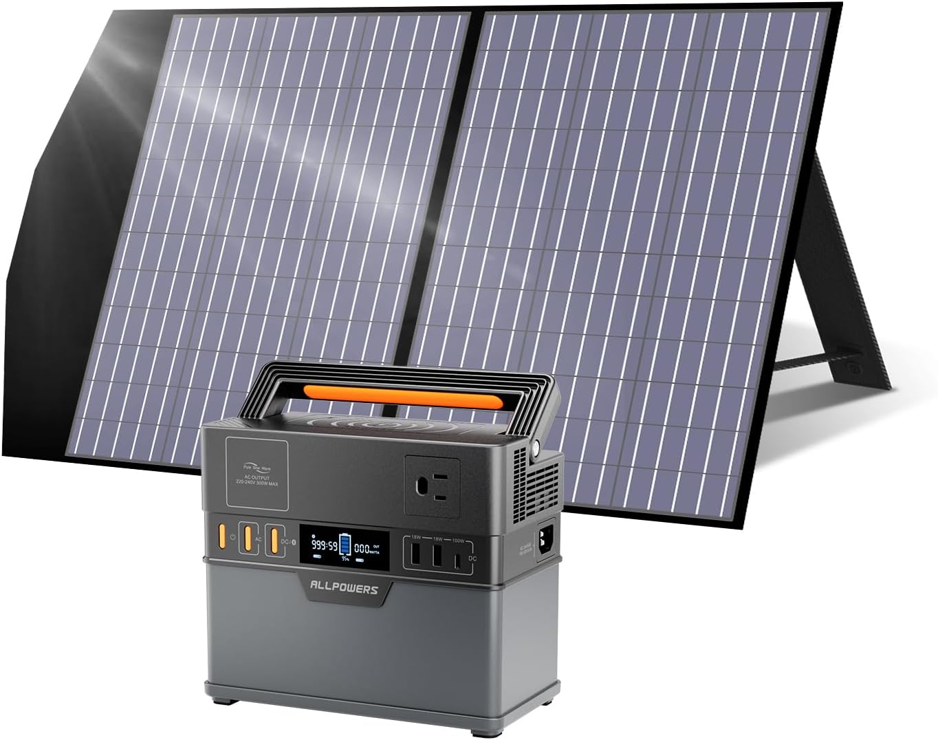 ALLPOWERS 300W Portable Power Station with 100W Solar Panel