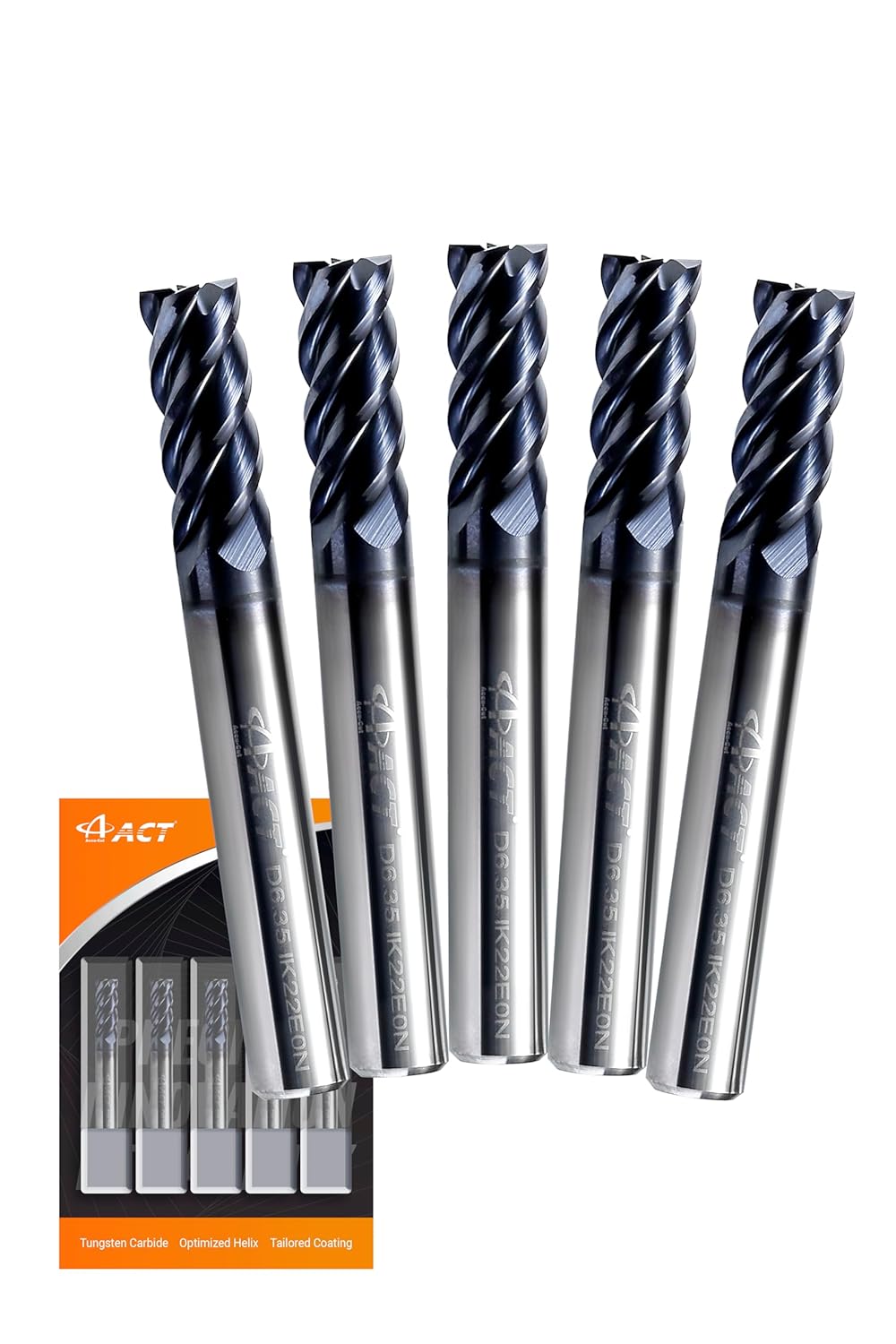 ACCUCUT I4KES 1/4 Carbide Square End Mill Set for Steel & More
