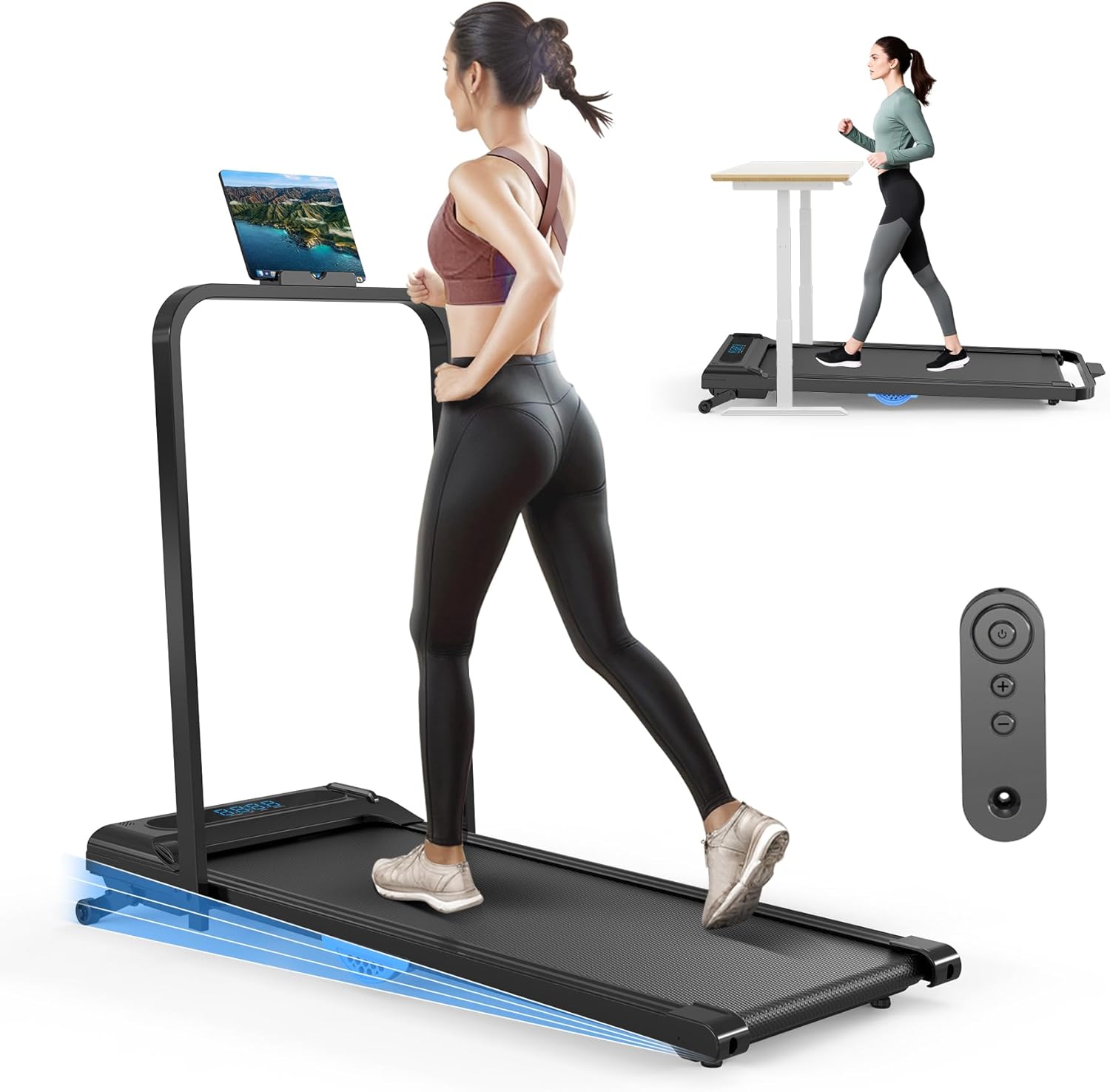 MODIDA Foldable 2-in-1 Treadmill: Max Speed 3.8 MPH