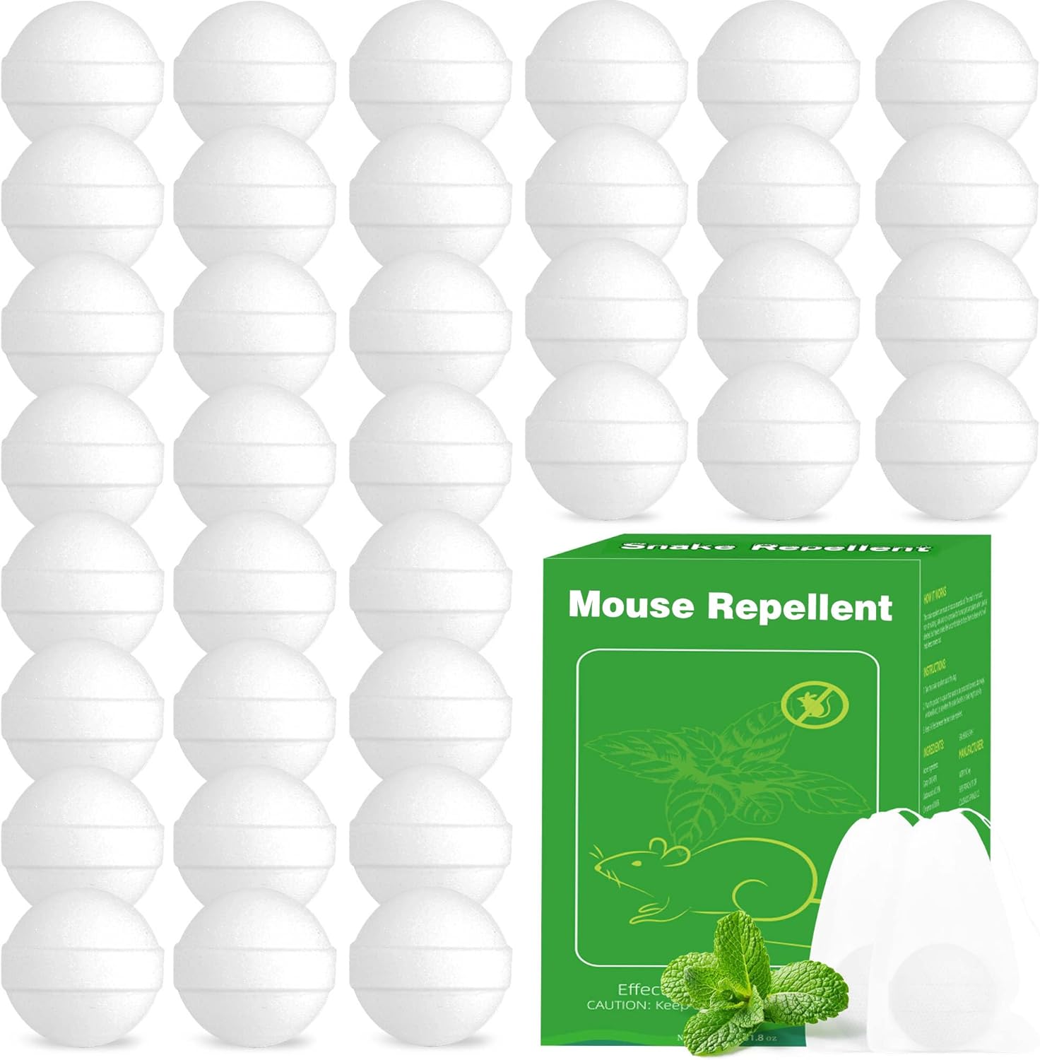 Natural Mouse Repellent Peppermint Oil Moth Balls - Rodent Deterrent for Home & Car