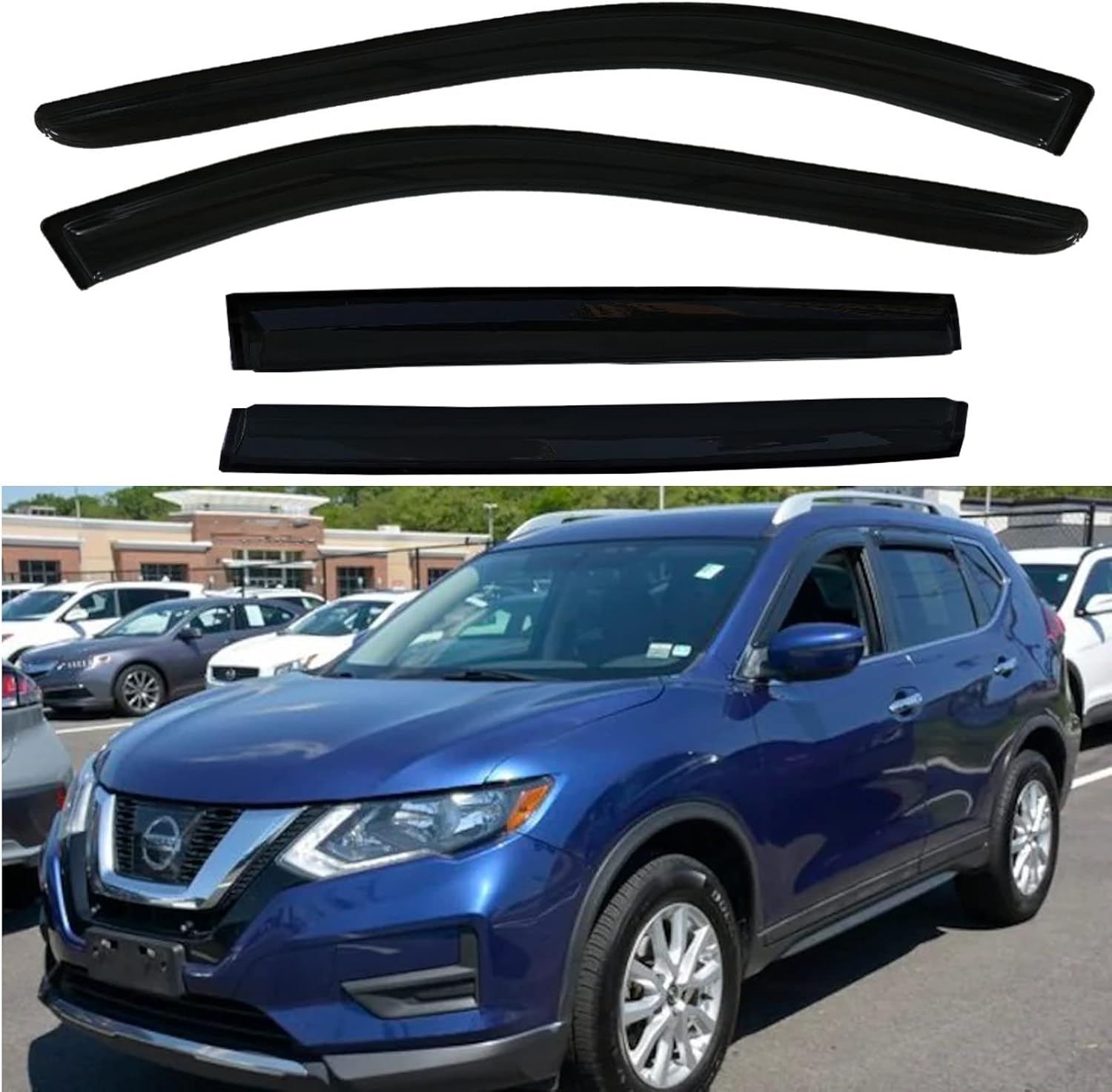 Window Visors Rain Guards for Nissan Rogue 2014-2020 - 4-Piece Set