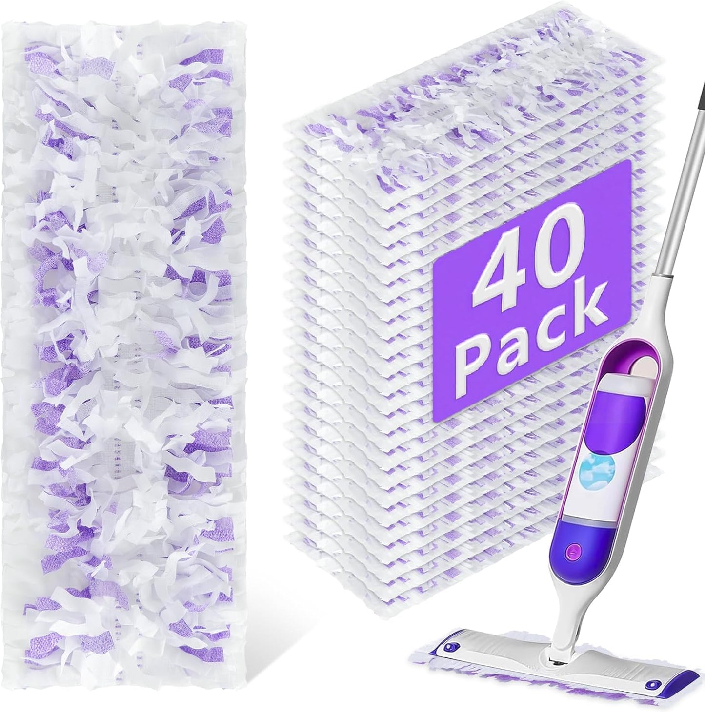 40 Pack Disposable Power Mop Refills for Efficient Floor Cleaning