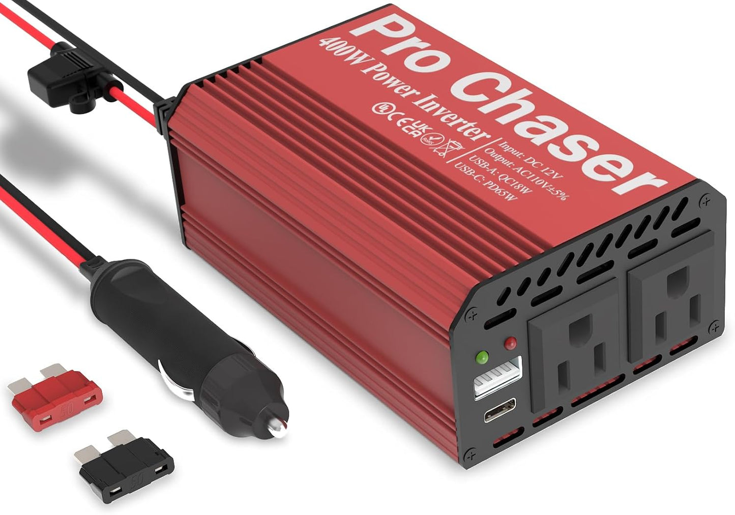 Pro Chaser 400W Vehicle Power Inverter for Road Trip Charging