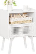 Rattan Nightstand with Drawer and Open Shelf for Modern Spaces