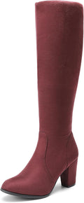 Women's Chunky Heel Knee High Boots - Comfortable All-Day Style PAIRS
