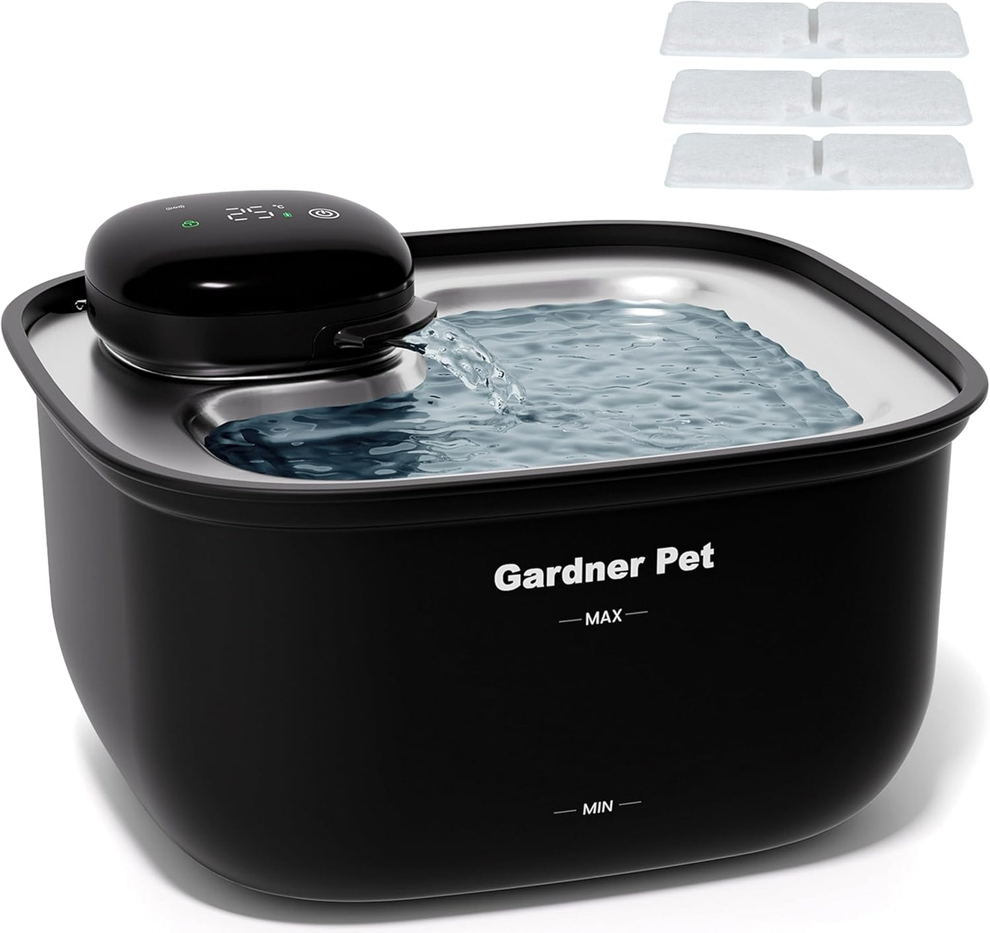 Wireless Cat Water Fountain with Stainless Steel Tray for Pets
