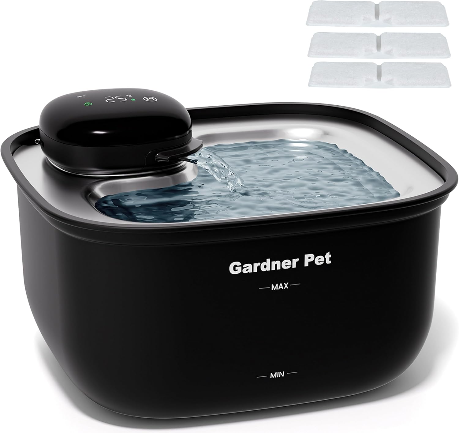 Wireless Cat Water Fountain with Stainless Steel Tray for Pets