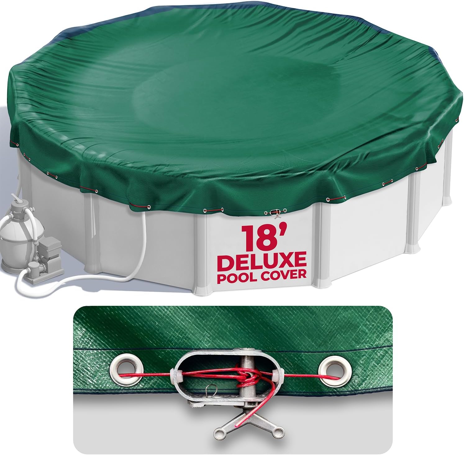18 ft Round Pool Cover for Above Ground Pools - Durable Protection