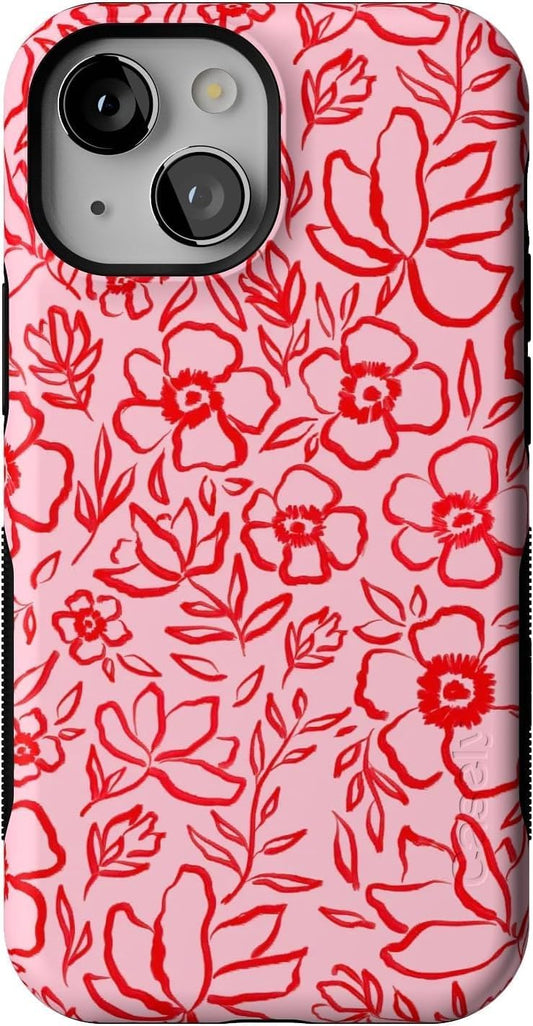 Bold Protective iPhone 13 Mini Case with Floral Doodle Design