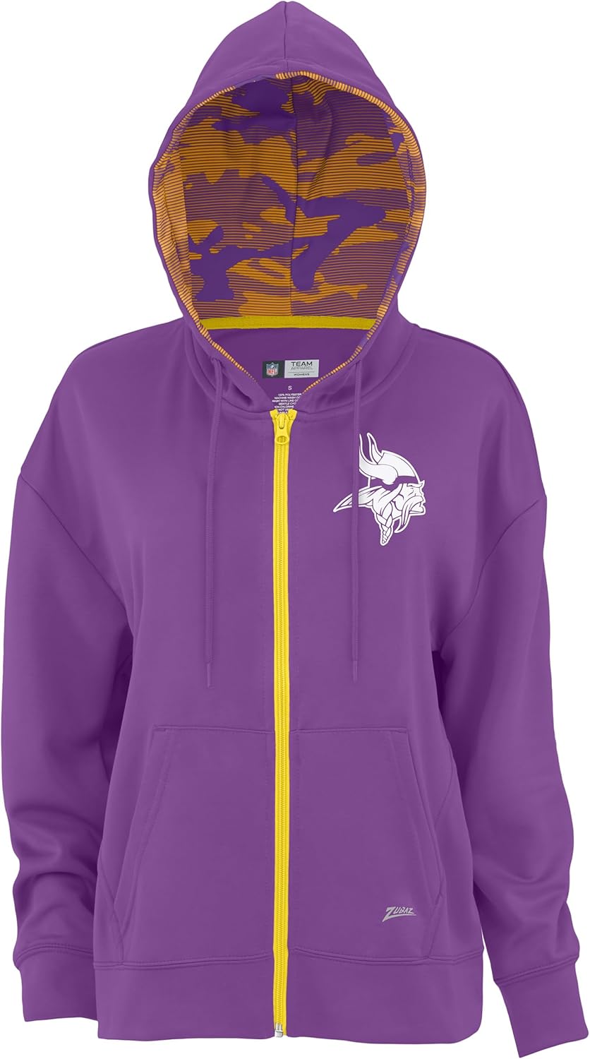 Zubaz NFL Women's Full Zip Hoodie for Ultimate Comfort and Style