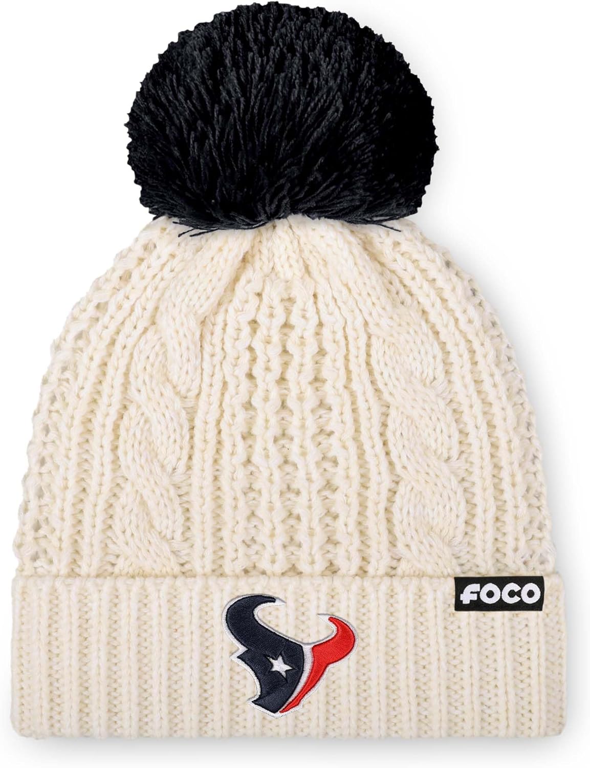 FOCO NFL Womens Team Logo Cable Knit Pom Beanie Hat Review