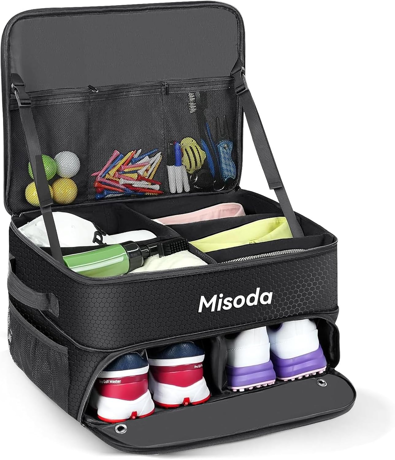 Golf Trunk Organizer with Shoe Storage for Golf Gear and Gifts