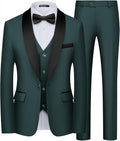WULFUL Men's Slim Fit 3 Piece Tuxedo Suit Set - Tailored Look