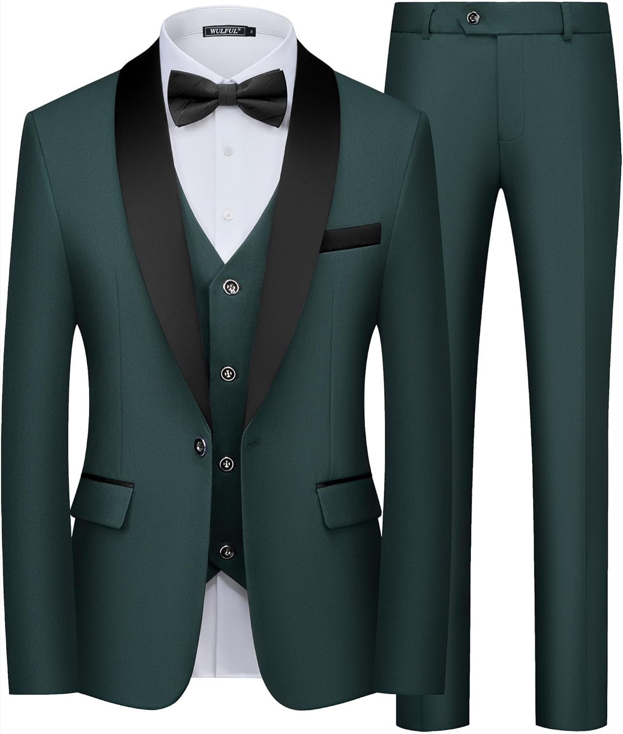 WULFUL Men's 3 Piece Slim Fit Tuxedo Suit Set for Any Occasion