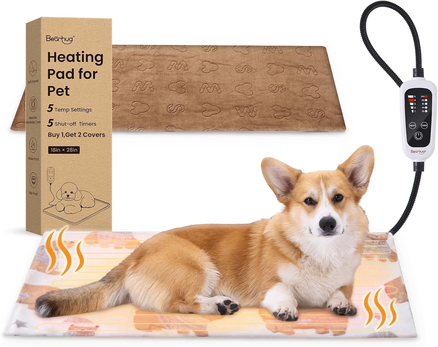 Bearhug Heated Pet Bed | Adjustable Temp & Chew-Resistant | Cozy Comfort for Cats & Dogs