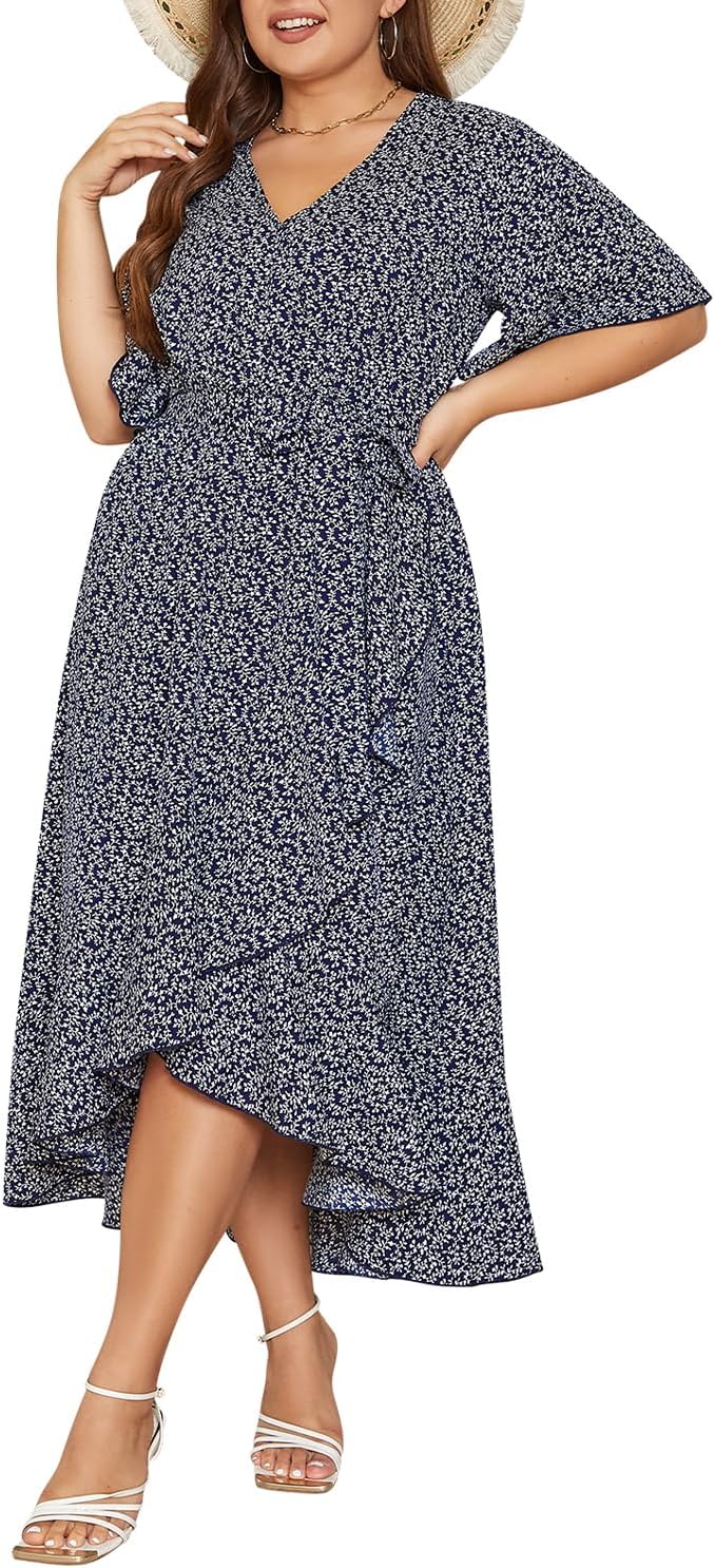 Keluummi Plus Size Summer Wedding Guest Maxi Dress for Curvy Women