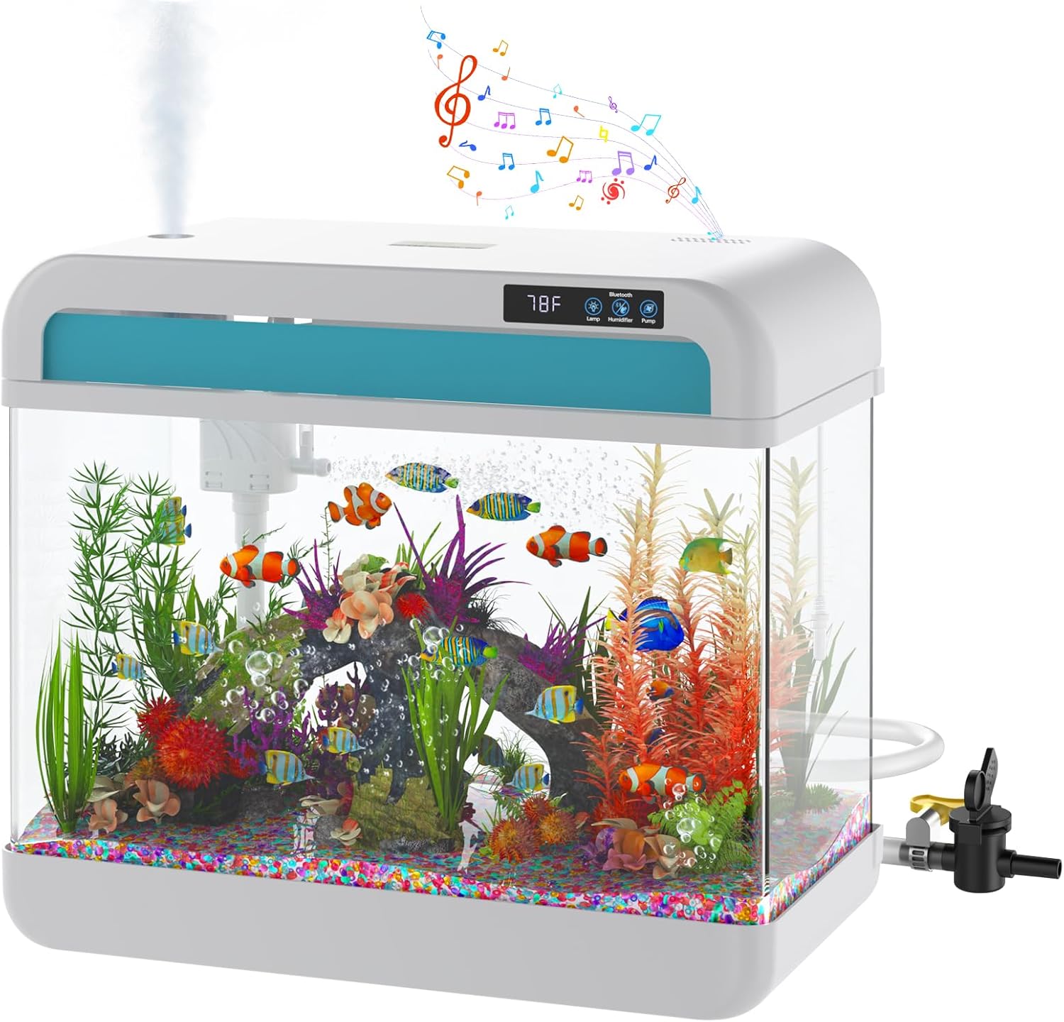 6.3 Gallon Fish Tank with Music Humidifier and Color Lights