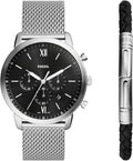Fossil Men's Neutra Chronograph Watch with Leather Bracelet Gift Set