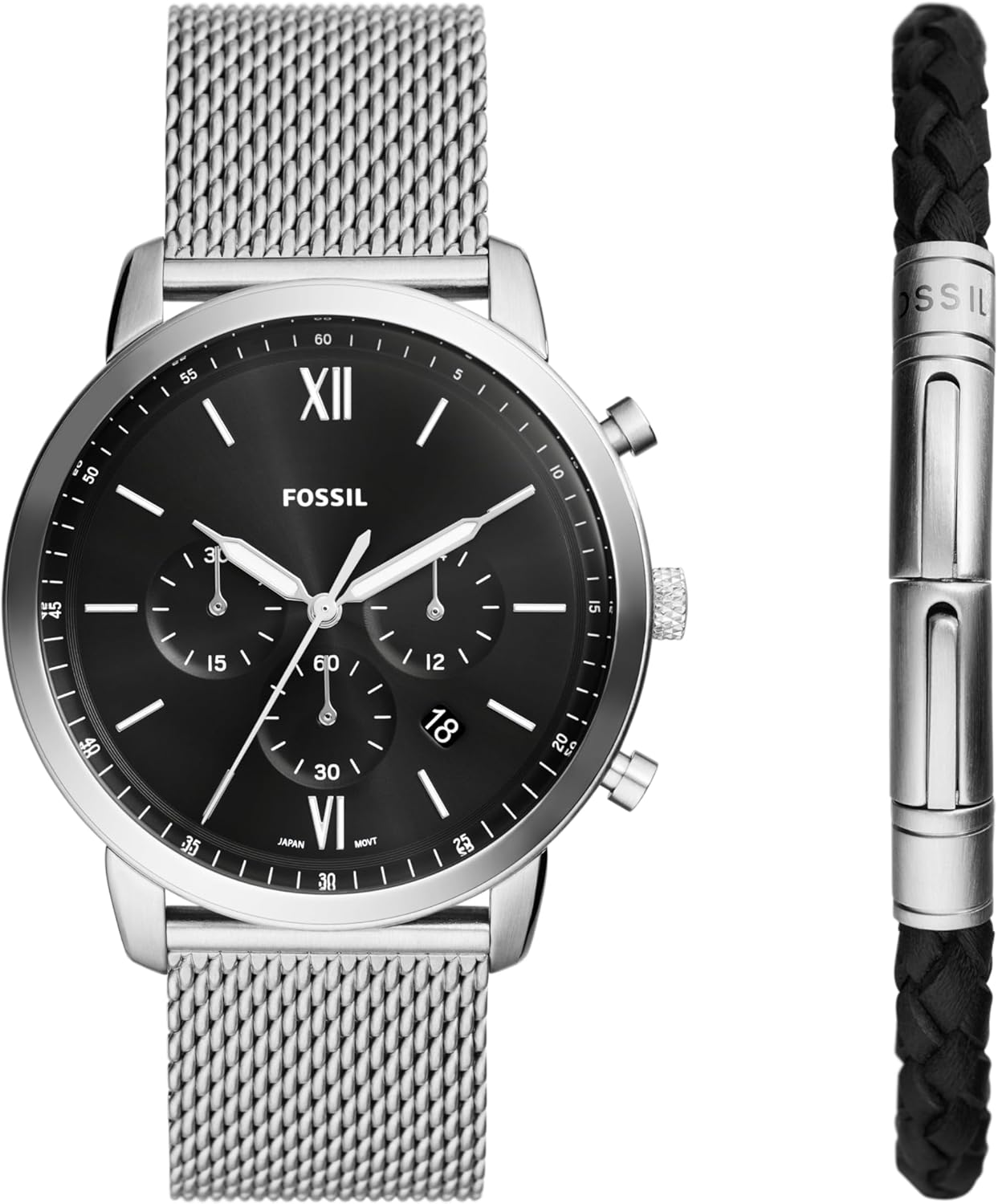 Fossil Men's Neutra Chronograph Watch with Leather Bracelet Gift Set