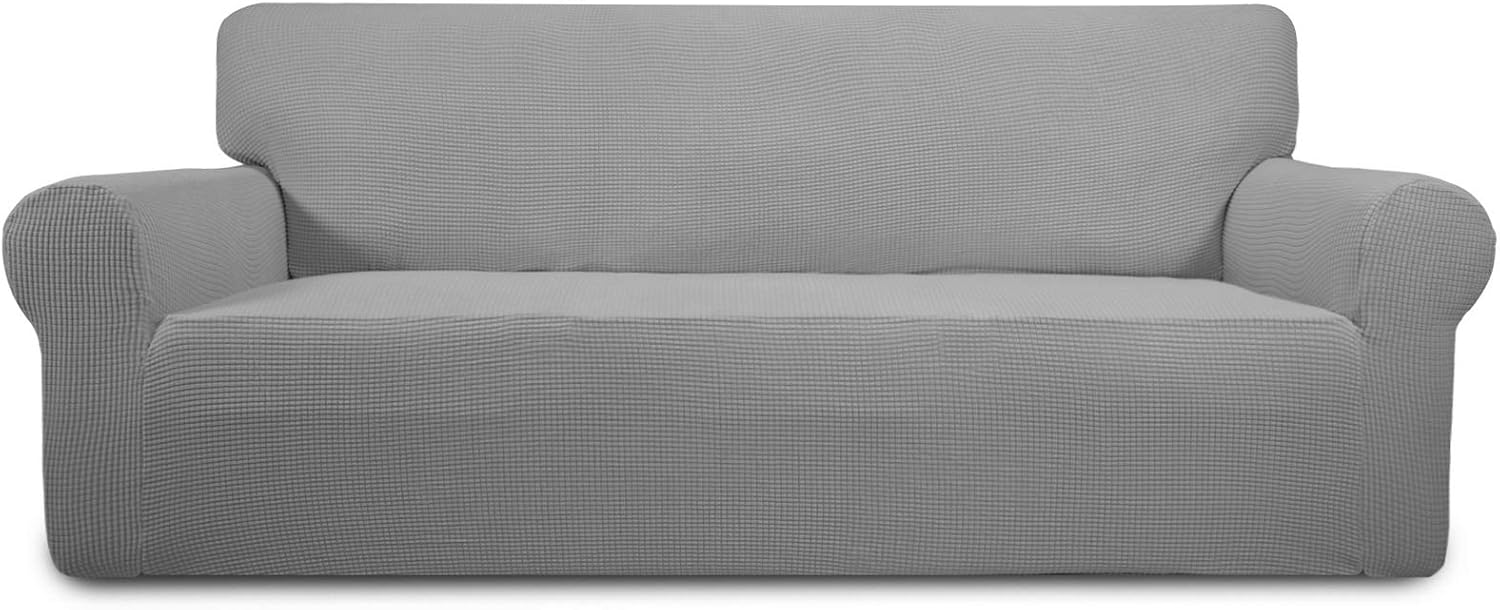 PureFit Stretch Sofa Slipcover for Kids, Light Gray Non Slip