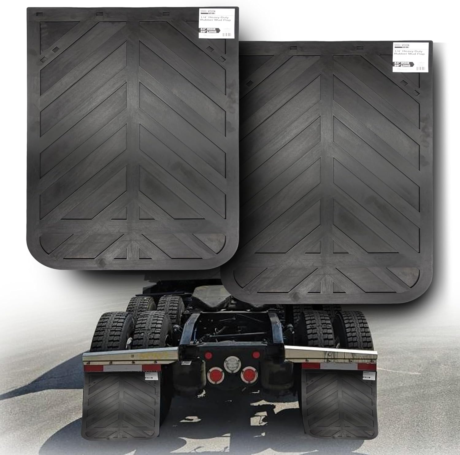 Heavy Duty Black Semi Truck Mud Flaps for Trailers, 24x36 in
