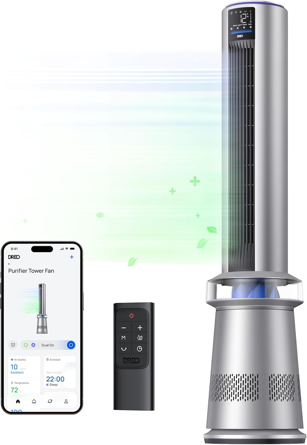 Dreo Smart Tower Fan: Quiet 2-in-1 Air Purification
