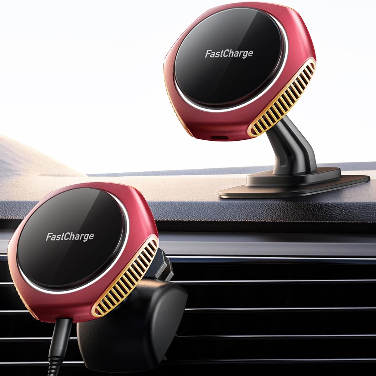 15W MagSafe Fast Charge Car Mount - Red