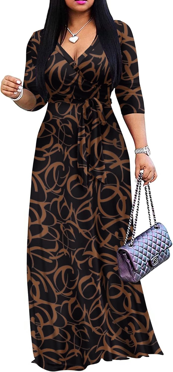 FANDEE Plus Size Maxi Dress for Women Casual Summer Sundress
