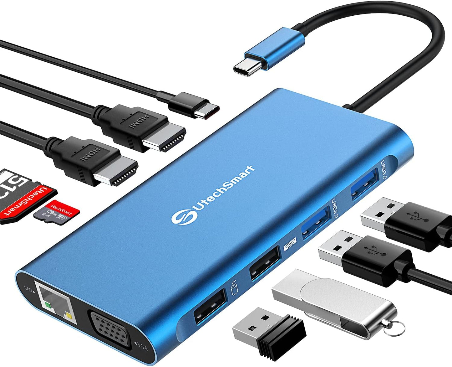 UtechSmart 11 in 1 Docking Station for Triple Monitors Setup