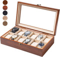 Watch Box Organizer with Large Glass Lid for 12 Watches