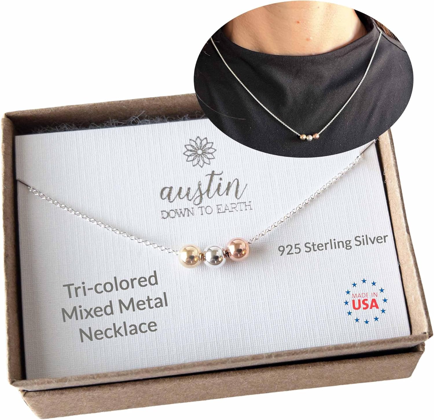 Tri Tone Necklace Tricolor Necklaces for Women by Austin Down to Earth