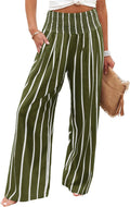 Womens Elastic High Waisted Palazzo Pants - Wide Leg Lounge Trousers