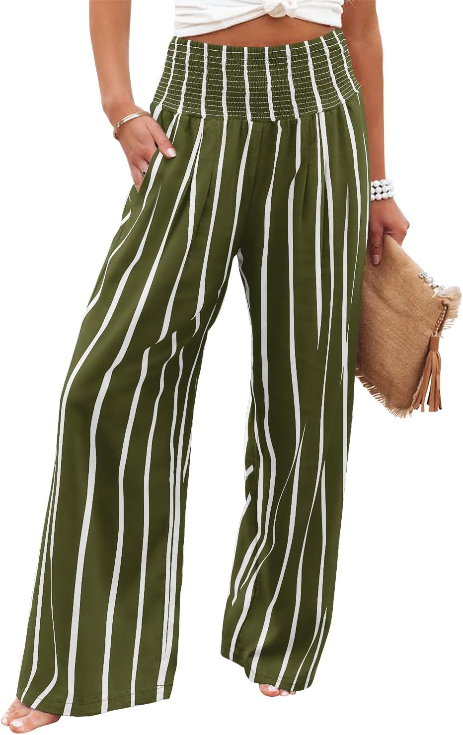 Angerella Womens High Waisted Palazzo Pants for Casual Style