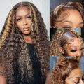 Highlight Ombre Deep Wave 13x4 Lace Front Wig 24in - Natural Honey