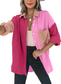 Dokotoo Womens Color Block Button Down Shirt - Lightweight Oversized 1