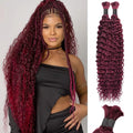 Burgundy Human Braiding Hair Deep Water Wave 20 in - Natural Look