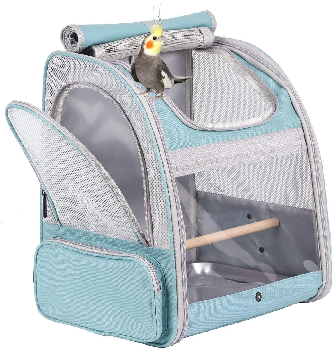 Bird Backpack Carrier with Stand Perch for Travel and Hiking