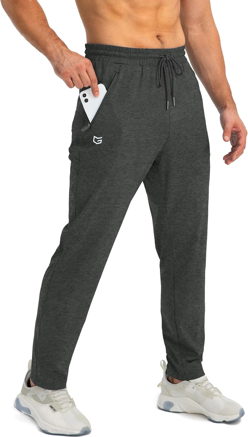 G Gradual Men's Tapered Joggers with Zipper Pockets for Workouts